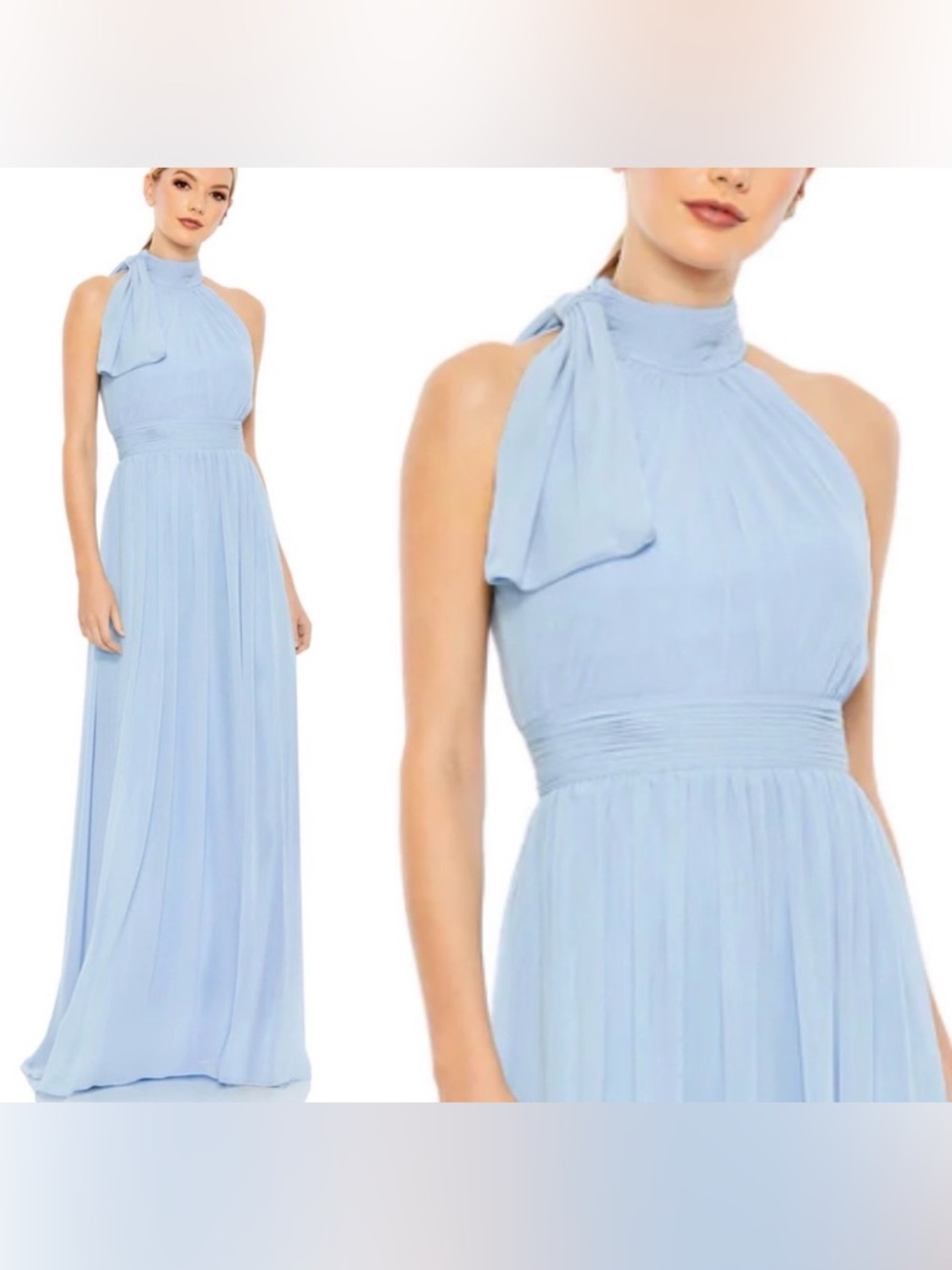 NEW IEENA for MAC DUGGAL HIGH NECK CHIFFON
GOWN Dress Powder Blue size 16